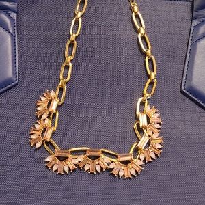 gold tone teardrop & baguette stone statement